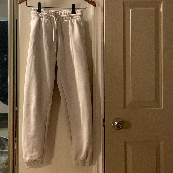 Aritzia Babaton TNA XS and XXS outfit - neutral bone white crop top and sweats - Picture 3 of 10